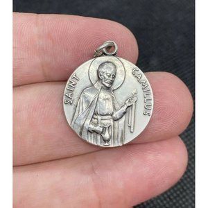 Vintage Antaya Sterling Silver 925 Saint Camillus Religious Medal 1 inch